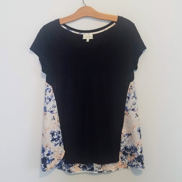 Anthropologie Tops - Anthropologie Deletta Navy and Floral Print Top